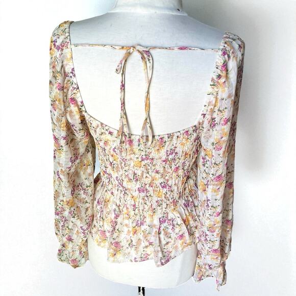 Lucy Paris Floral Peasant Blouse M Cottagecore Coquette Victorian Fairy Top - Picture 3 of 7